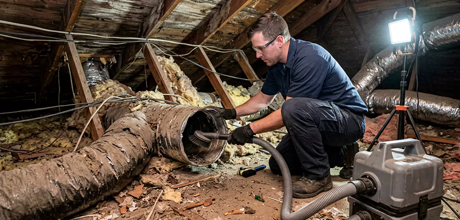 Storm-Damaged Attic Duct Cleaning in Bloomfield