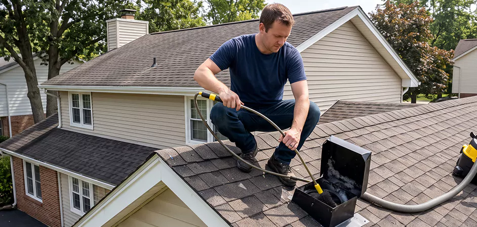 Multi-Story Roof Dryer Vent Cleaning in Bloomfield